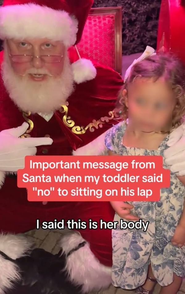 The youngster declined to sit on Santa's lap. Credits: katielovesocial/TikTok