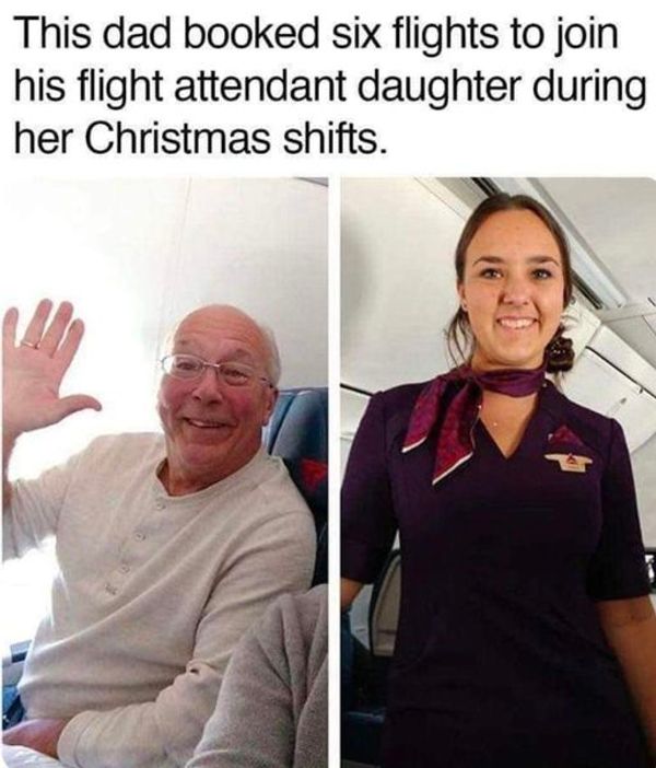 Dad Goes to Great Lengths to Be With Flight Attendant Daughter on Christmas