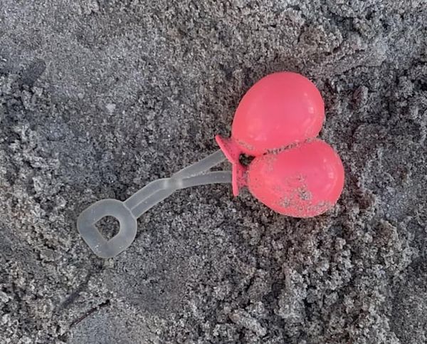 Red and clear rubber toy