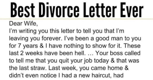 The Most Remarkable Divorce Letter