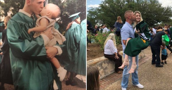 A Timeless Bond: Father and Daughter Recreate Graduation Photo 18 Years Apart