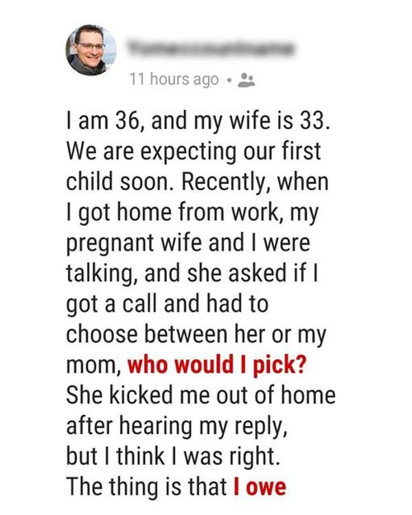 Am I Wrong for Telling My Pregnant Wife I Would Choose My Mom over Her?