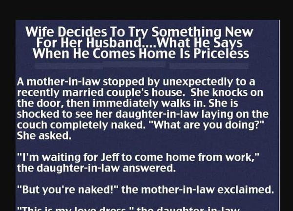 Wife Decides To Try Something New For Her Husband….What He Says When He Comes Home Is Priceless