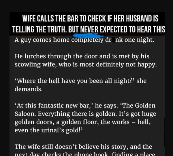 Wife Calls The Bar to Check If Her Husband is Telling the Truth. But Never Expected to Hear This!