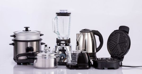 Small modern kitchen appliances - Isolated on neutral background