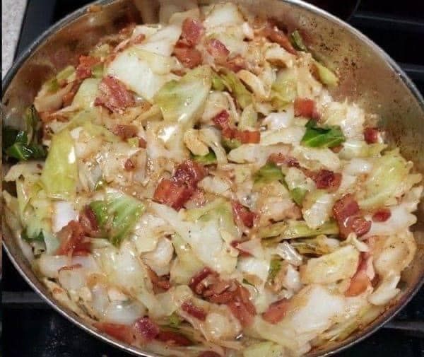 Fried Cabbage with Bacon, Onion, and Garlic