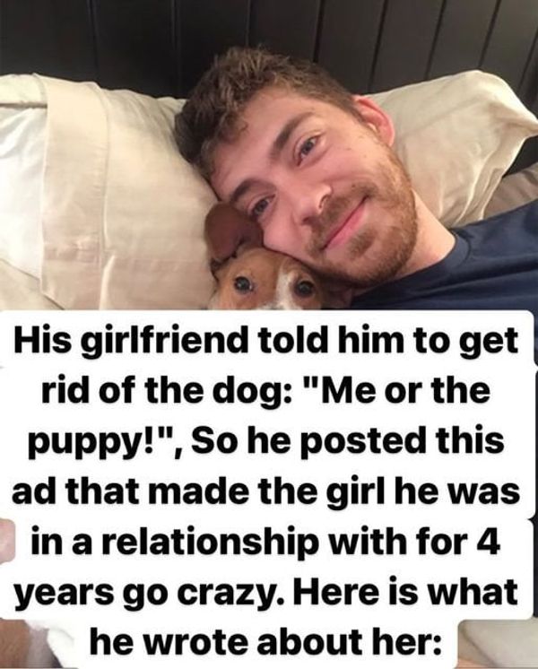 Girlfriend Gives Man Ultimatum: Get Rid of the Dog or I’ll Leave