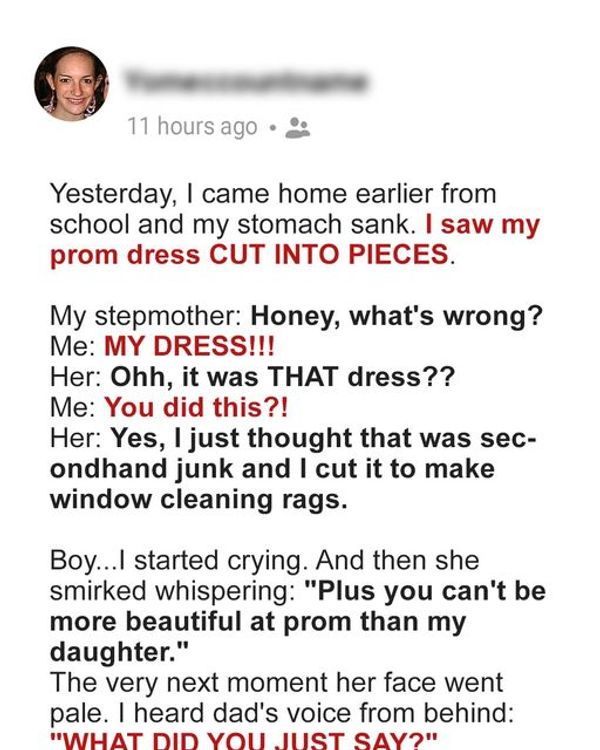 Woman Cuts Her Stepdaughter’s Prom Dress to Pieces — Dad Has…