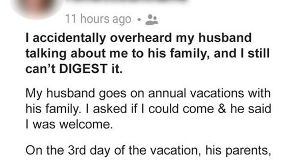 Wife Overhears Husband’s Conversation with Family