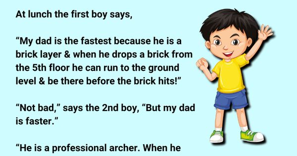 Three Kids are arguing about who’s dad is the fastest.